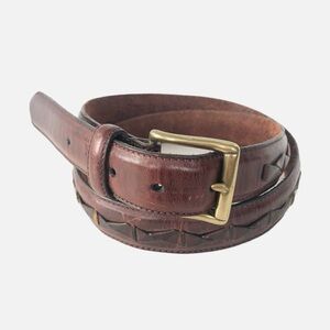 Fossil Leather Belt with a Twisted Woven Design Down Center Solid Brass Harfware
